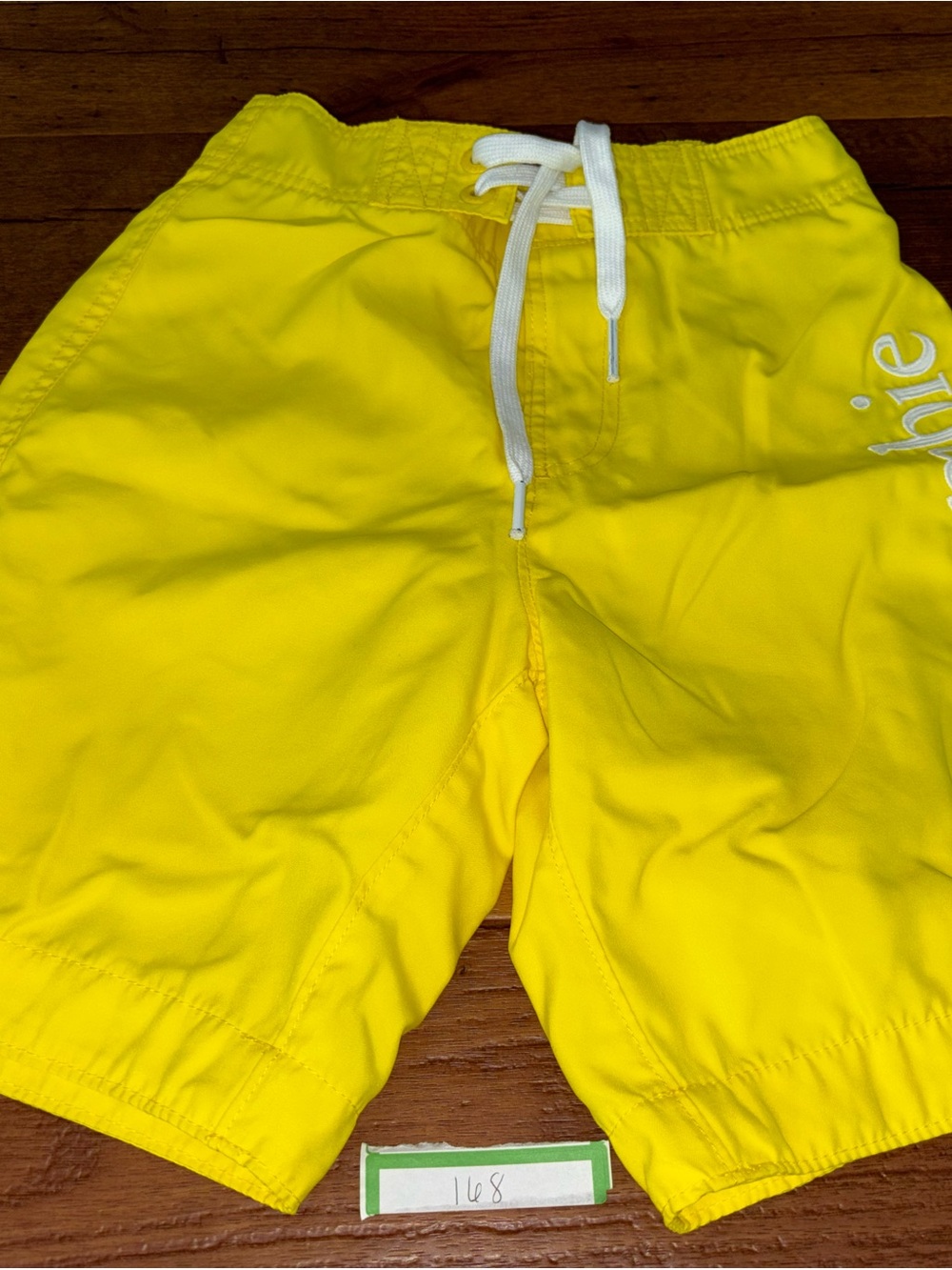 Abercrombie Kids Boys Yellow Board Shorts Swim Trunks Big Spellout Size M